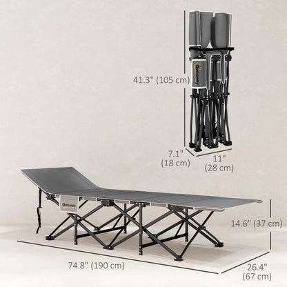 Lit de camping Outsunny pour adultes avec matelas, lit pliant, noir