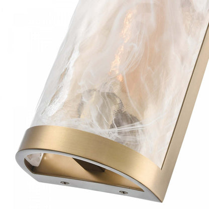 Applique murale Skye à 2 lumières, laiton avec lampe en verre de style Murano blanc vaporeux | Applique Murale A 2 lampes Skye, Laiton Et Verre Genre Murano Blanc Vaporeux