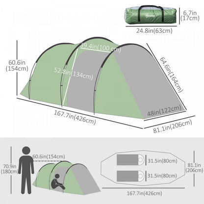 Outsunny Tente De Camping Dome Avec Vestibule Pour 2-3 Personnes Avec Écran Résistant Aux Intempéries