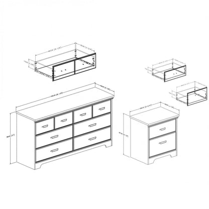 Ensemble commode et table de nuit Versa à 6 tiroirs - Chêne patiné | Versa Ensemble Commode 6 Tiroirs Et Table De Chevet - Chene Vieilli