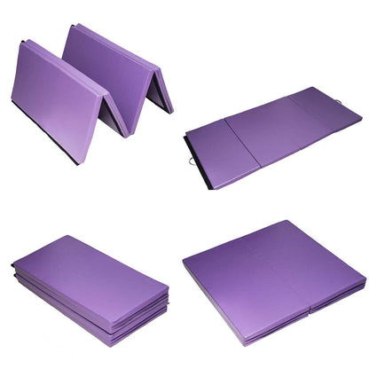 Soozier 4ftx8ftx2inch Tapis De Gymnastique En Cuir Pu Pliant Pour Tumbling Arts De Yoga Exercice 4 Panneau (|Soozier 4ft X 8ft X 2inch Tapis De Gymnastique Tri-plies Avec Poignees De Transport, Violet