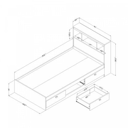 Ensemble lit rangement et tête de lit bibliothèque Spark - Noir pur | Spark Ensemble Lit Matelot Et Tete De Lit Bibliotheque - Noir Solide