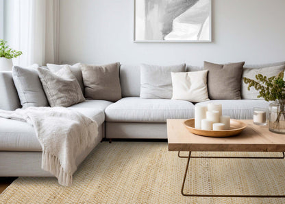 Tapis en jute naturel fait main en chêne clair - 7'10 x 10'6|Carpette faite à la main en jute naturelle chêne clair - 7 pi 10 po x 10 pi 6 po