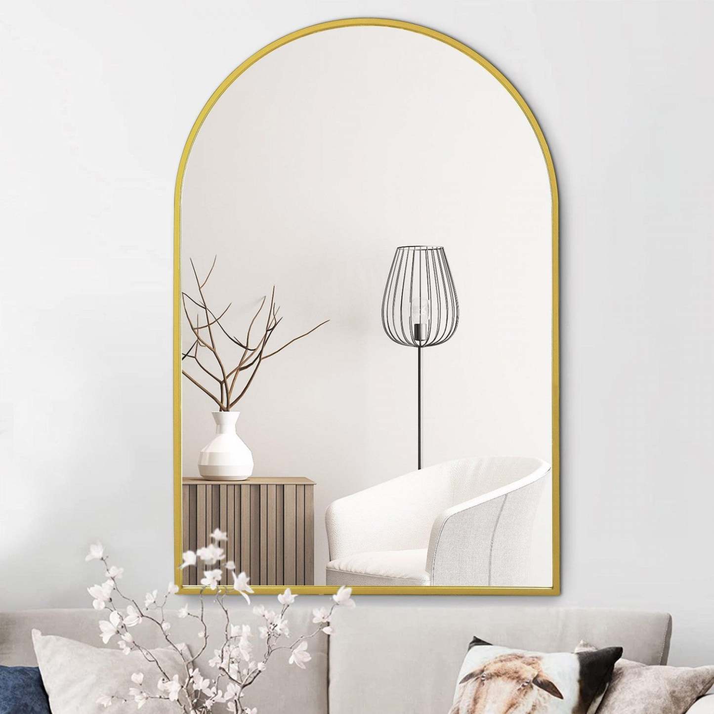 Miroir architectural artisanal Arcus 24 X 36 - Or|Miroir architectural Arcus 24 po x 36 po fabriqué à la main - doré
