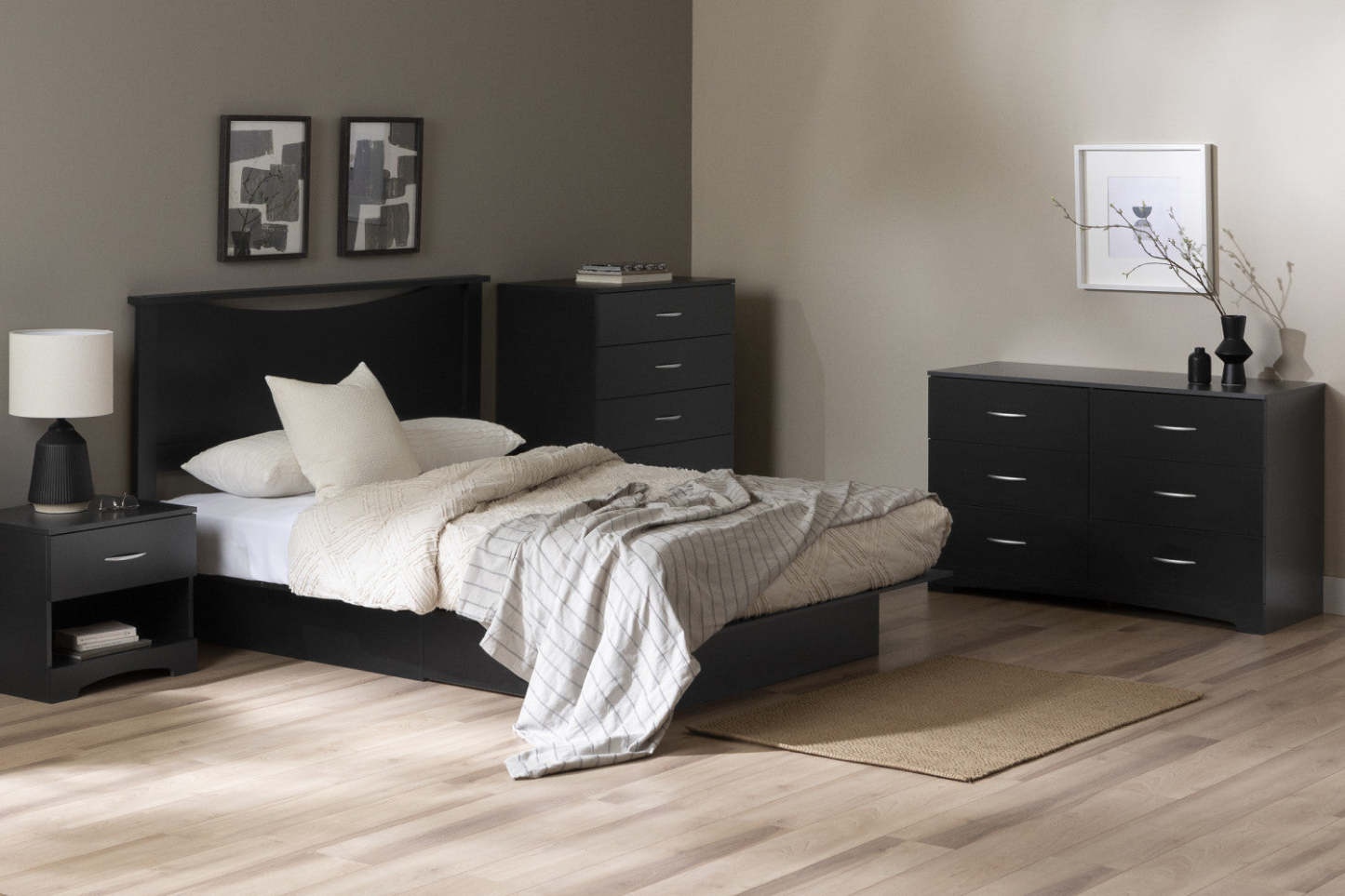 Commode 5 tiroirs Step One - Noir pur | Commode 5 tiroirs Step One - Noir uni