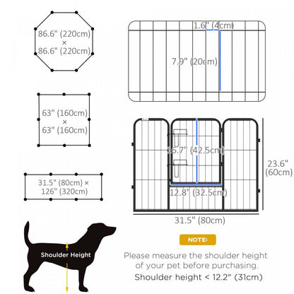 Pawhut Parc Pour Chien, Enclos D'exercice Pour Chiots En Metal, Résistant, Pour L'extérieur Et L'intérieur, Diy|Pawhut Dog Playpen, 8 Panneaux, 23.5 De ​​Hauteur, En Metal, Enclos D'exercice Pour Chiots, Desig