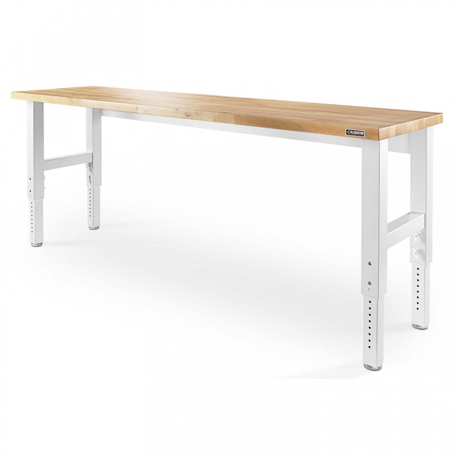 Établi en bois franc à hauteur réglable Gladiator de 8' - Blanc martelé|Établi de 8 pi à hauteur réglable en bois franc de Gladiator - blanc martelé