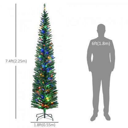 Homcom 7.5' Pencil Artificial Christmas Tree With Colorful Led Lights|Homcom Arbre De Noël Artificiel De 7,5 Pi Avec Lumières Led Colorées