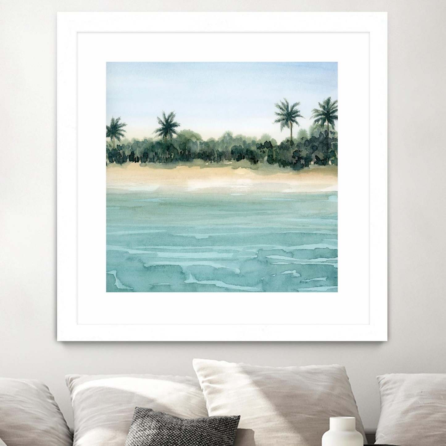 Paradis Ii Matted and Framed White 36x36 Wall Art|Œuvre d'art murale encadrée blanche et mate « Paradis Ii » 36 x 36