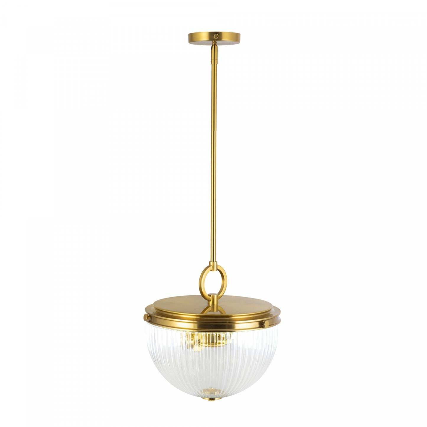 Suspension Myla à 2 lumières, laiton vintage avec lampe en verre nervuré | Suspension A 2 lampes Myla, Laiton Retro Et Verre Nervure