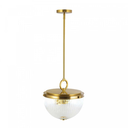 Suspension Myla à 2 lumières, laiton vintage avec lampe en verre nervuré | Suspension A 2 lampes Myla, Laiton Retro Et Verre Nervure