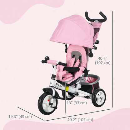 Qaba Tricycle 6 En 1 Pour Tout-petits, Tricycle Pour Enfants Avec Auvent Pliable, Poignée Amovible Et Housse|Qaba Tricycle 4 En 1 Pour Tout-petits, Tricycle Pour Enfants Avec Auvent Pliable, Poignée Et Housse