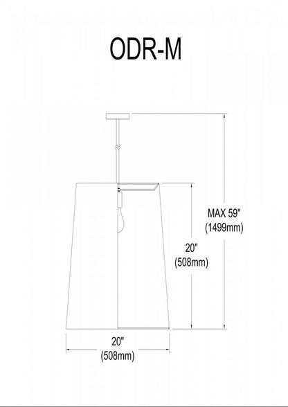 Dainolite Oversize Drum 1 Light Pendant conique Drum Medium Black/Gold Shade Lamp|Luminaire suspendu moyen de Dainolite avec très grand abat-jour cylindrique effilé noir et doré, et 1 ampoule
