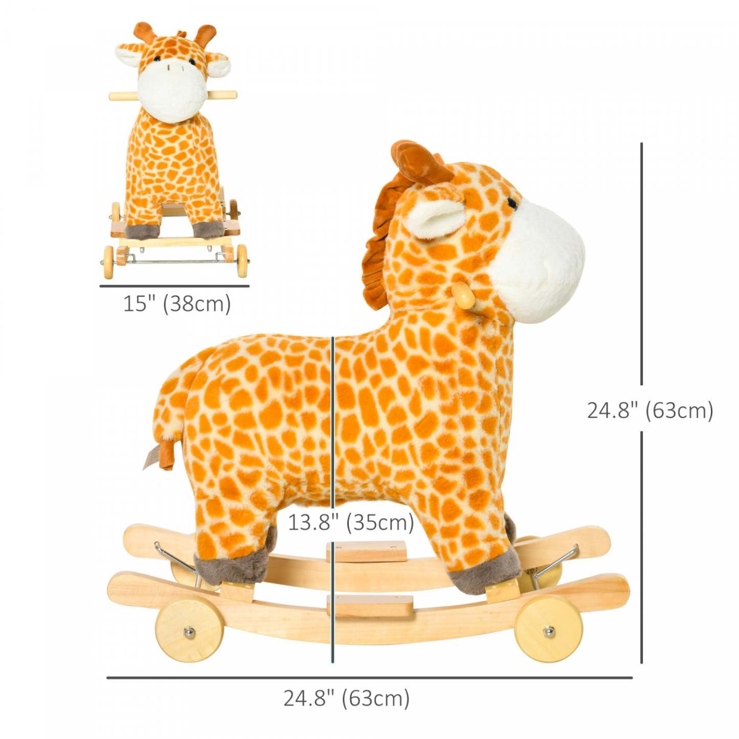 Qaba 2-en-1 Cheval À Bascule Enfants En Peluche En Forme De Girafe Avec Sons Réalistes
