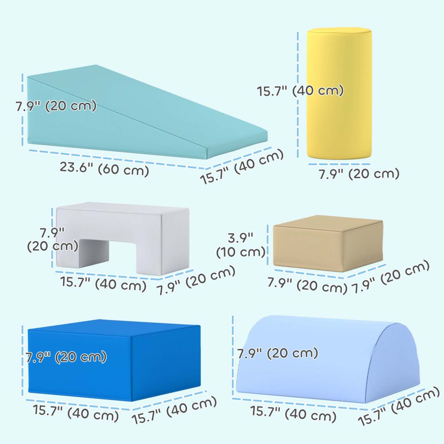 Qaba Jouets D'escalade Pour Tout-petits, 6 Pièces, Équipement De Jeu Doux Pour Enfants, Blocs D'escalade