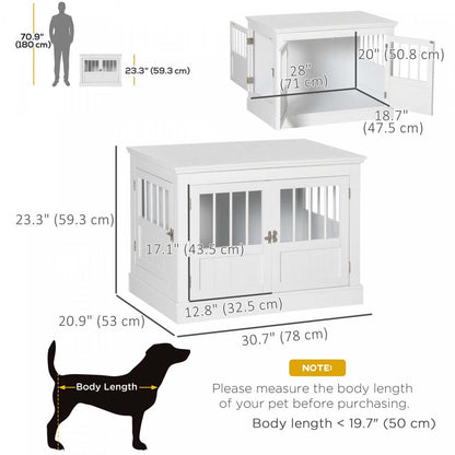 Pawhut Meuble De Cage Pour Chien, 31, Table D'appoint Laterale Avec Trois Portes, Cage D'intérieur
