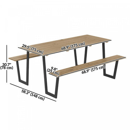 Outsunny 5,7 Ft Ensemble de Bancs de Table de Pique-Nique d'Extérieur avec 2 Trous pour Parasol, Marron