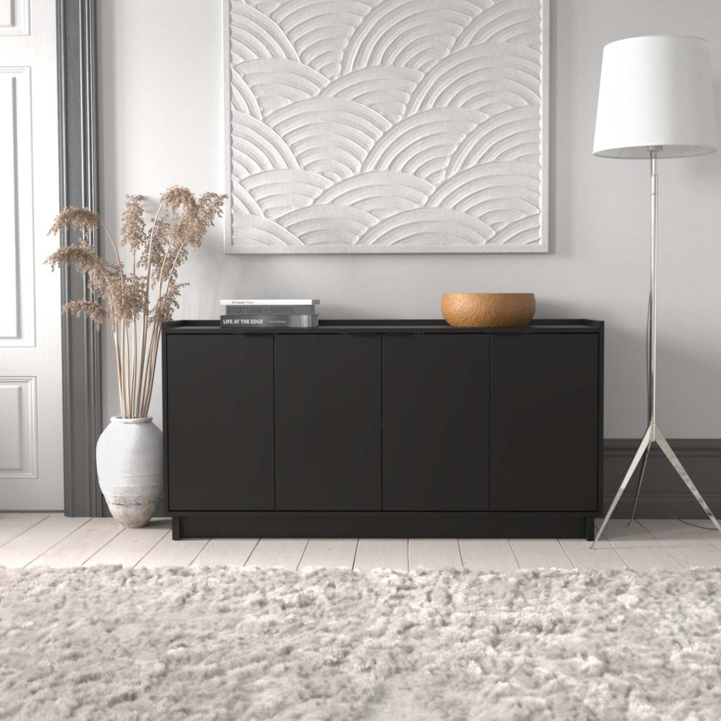 Prepac Simply Modern 4-Door Console Buffet - Noir|Console Simply Modern de Prepac à 4 portes - noire