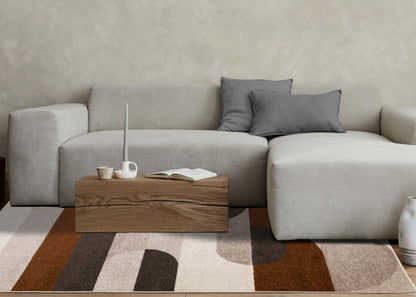 Marley Geometric Curves Taupe Oxblood Area Rug - 7'10 x 10'6|Carpette Marley taupe et rouge sang-de-bœuf à motif de courbes géométriques - 7 pi 10 po x 10 pi 6 po