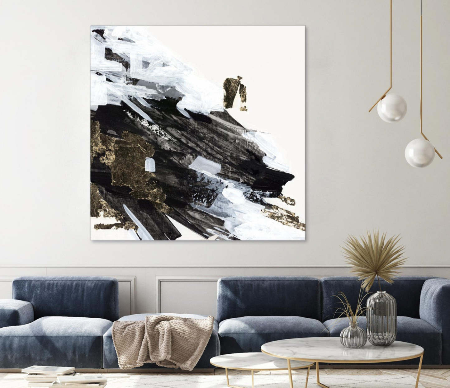 Œuvre d'art murale géante « Motion Waves » 72 x 72