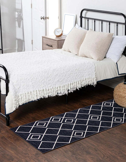 Tapis Kenza bleu lavable en machine - 2'6 x 8'0|Carpette Kenza bleue lavable à la machine - 2 pi 6 po x 8 pi 0 po|D86FTADP