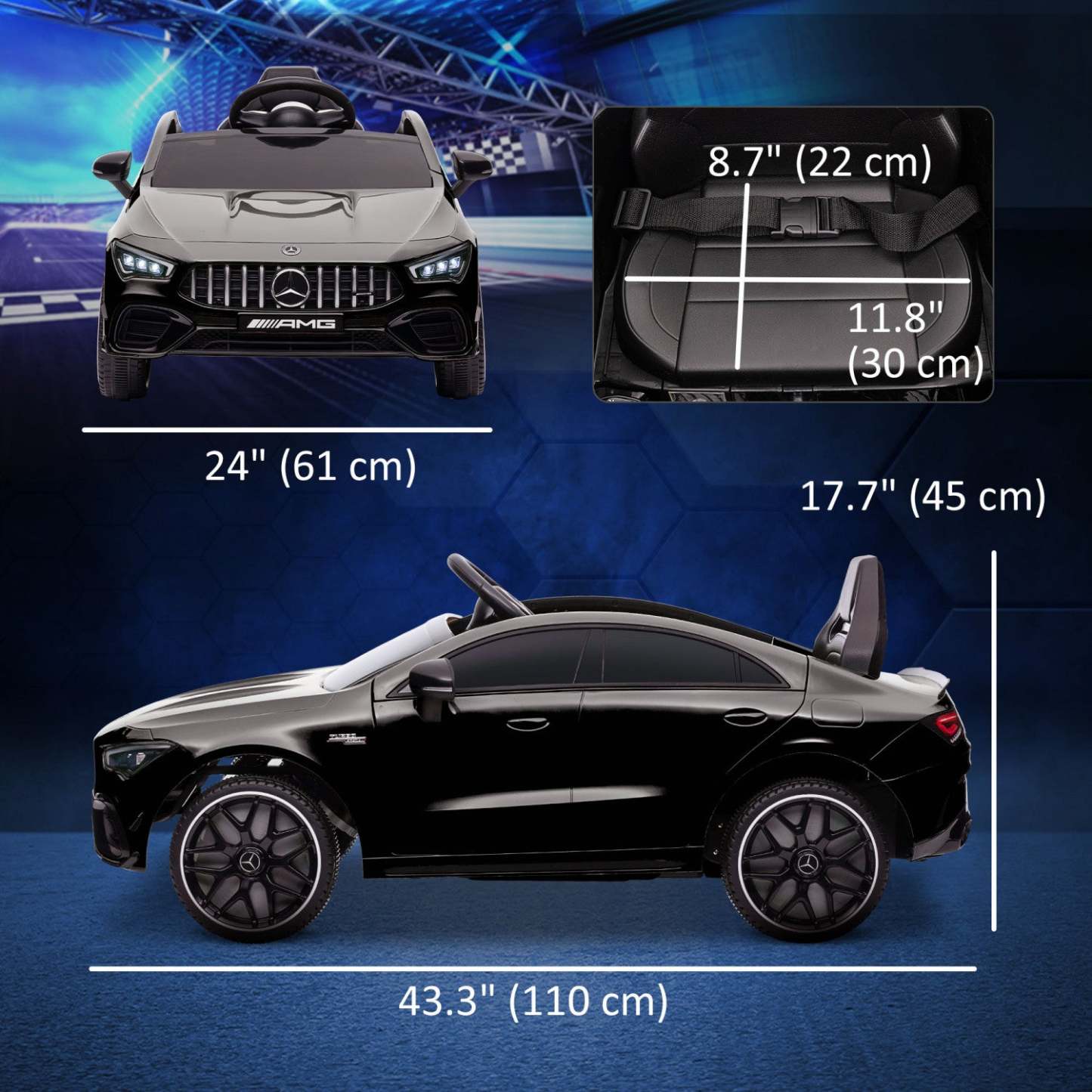 Qaba Mercedes-amg Cla 45 Voiture Électrique 12 V Sous Licence Pour Enfants Alimentée Par Batterie Av