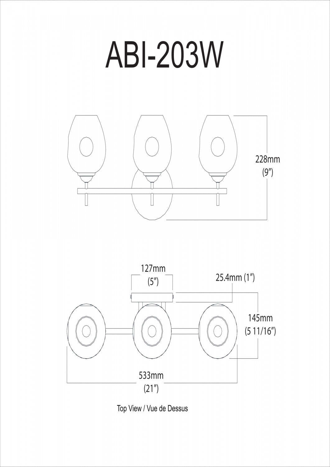 Lumière de coiffeuse Abii de Dainolite en verre transparent, avec finition chromé poli et 3 ampoules