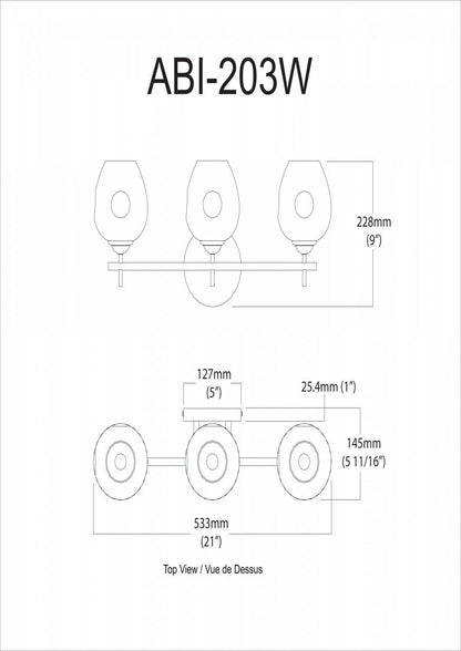 Lumière de coiffeuse Abii de Dainolite en verre transparent, avec finition chromé poli et 3 ampoules