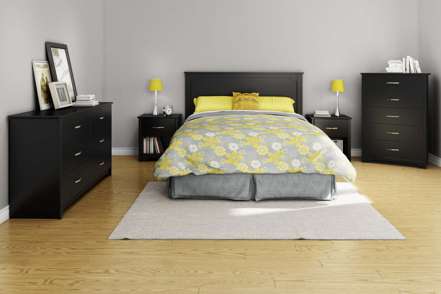 Fusion Table de Chevet 1 Tiroir - Noir solide | Table de nuit Fusion à 1 tiroir - Noir pur | D83G4FEW