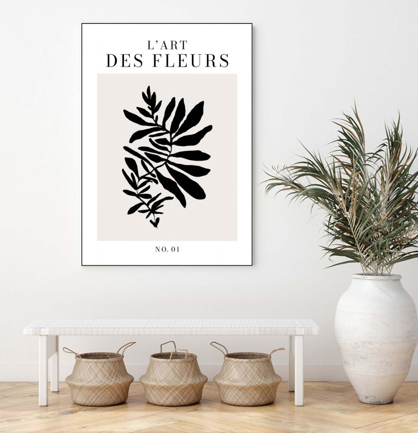 L'art Des Fleurs Canvas Framed Black 24x36 Wall Art|Œuvre d'art murale sur toile encadrée noire « L'art Des Fleurs » 24 x 36