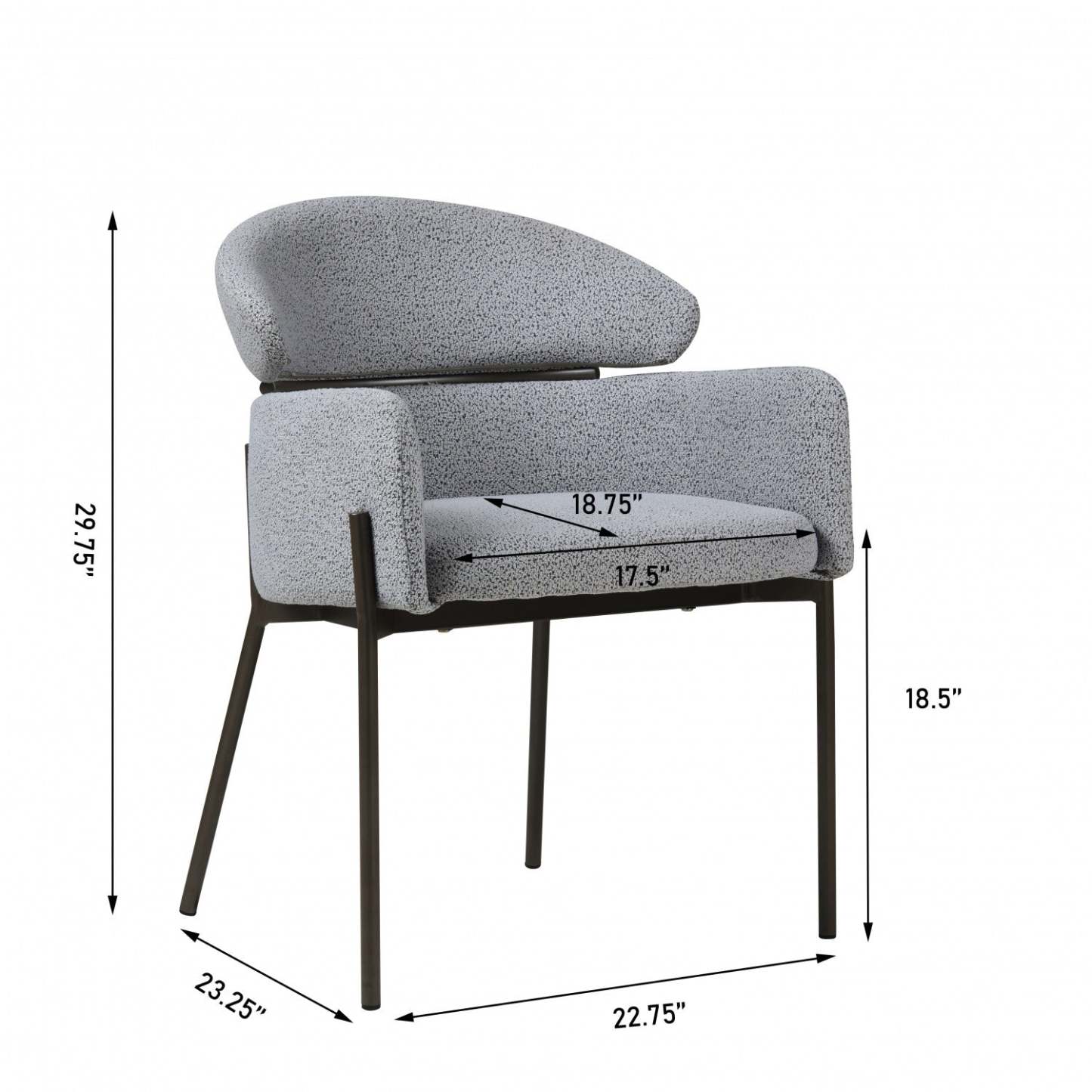 Fanny Chaises De Salle À Manger Modernes, Lot De 2, Assise Tapissée En Tissu Avec Structure Métallique, Gris