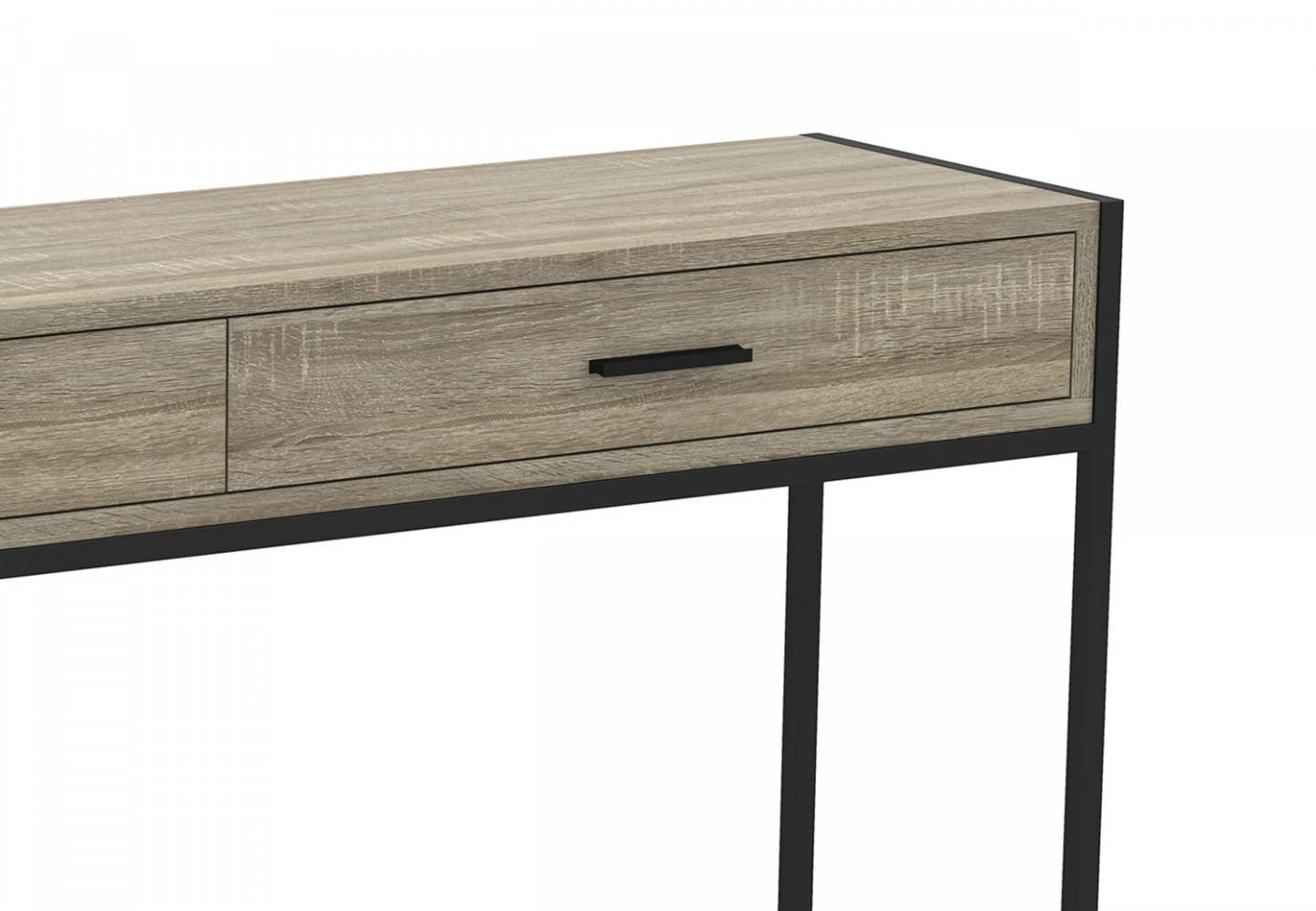 Table console moderne 48" avec 2 tiroirs - Taupe foncé avec métal noir | Console moderne de 48 po avec 2 tiroirs - taupe foncé avec métal noir