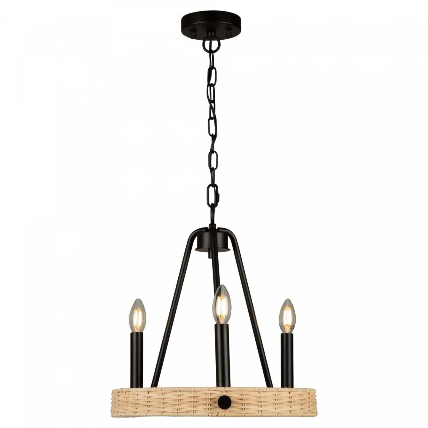 Perris Lustre noir à 3 lumières | Lustre Perris noir à 3 ampoules | D06H7AS8