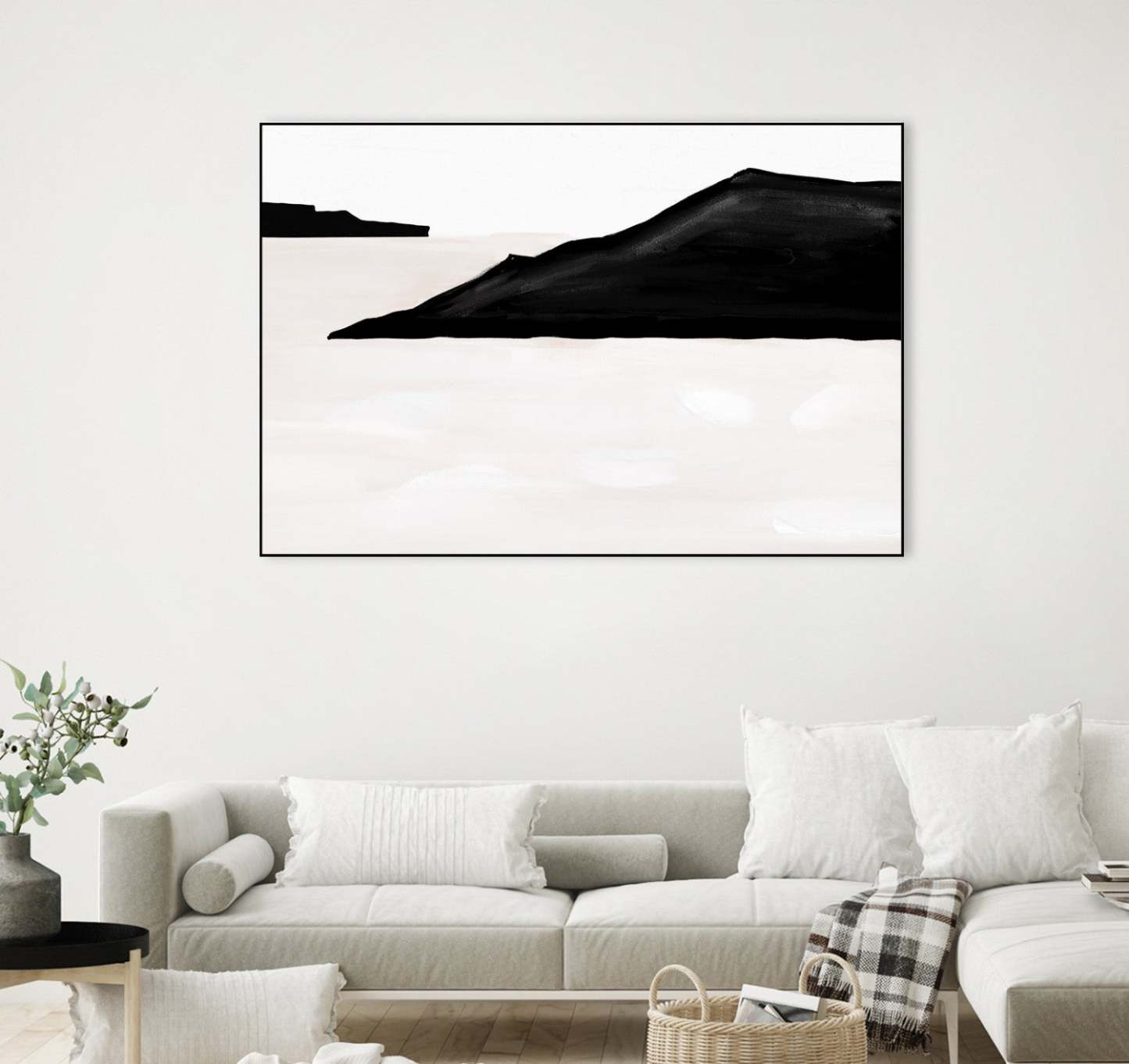 Black Mountains Canvas Framed Black 36x24 Wall Art|Œuvre d'art murale sur toile encadrée noire « Black Mountains » 36 x 24