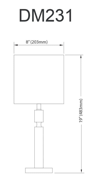 Lampe de table Fernanda de Dainolite avec abat-jour blanc, fini noir mat et 1 ampoule
