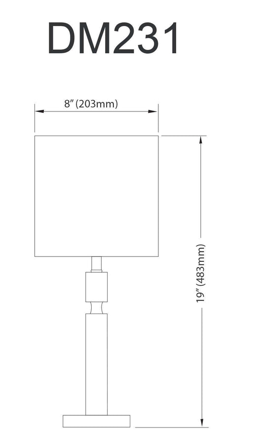 Lampe de table Fernanda de Dainolite avec abat-jour blanc, fini noir mat et 1 ampoule