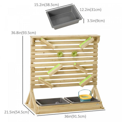 Outsunny Lot De 18 Jeux D'eau Courante Et De Sable Pour Enfants Avec Éviers, Jouets Sensoriels En Bois