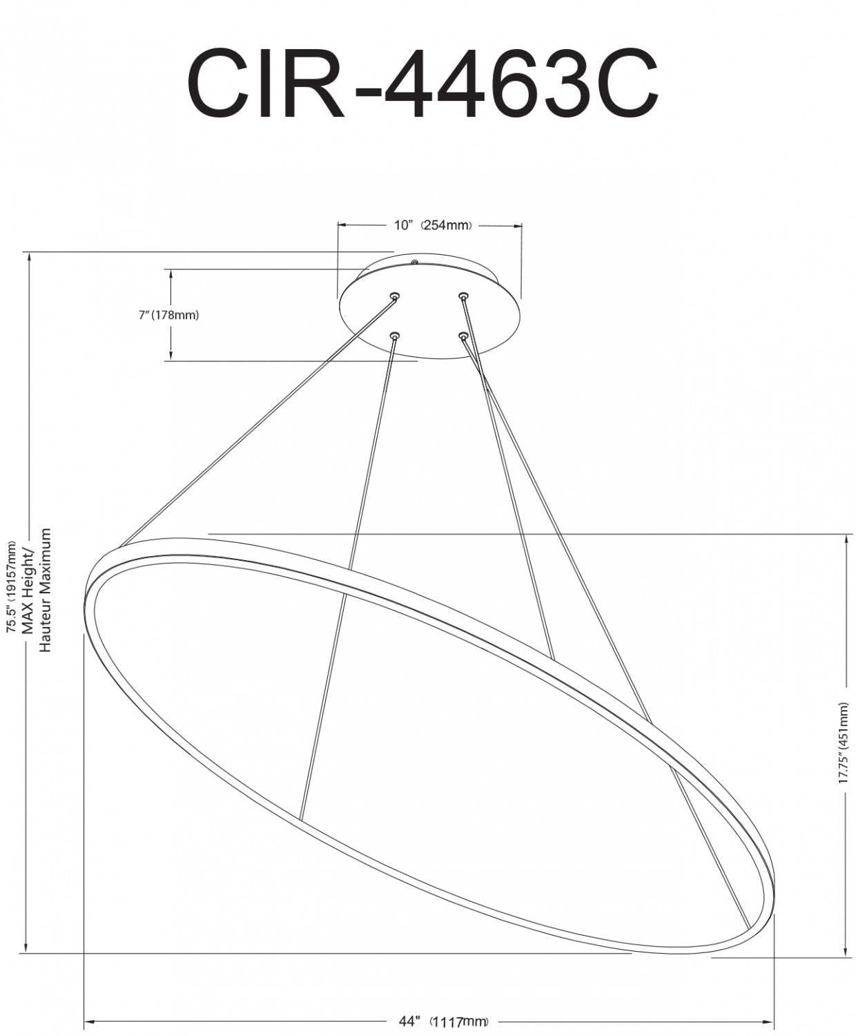 Dainolite Circulo Horizontal Chandelier 63w Silver Finish White Silicone Diffuser Lamp|Lustre horizontal Circulo de Dainolite en silicone blanc qui diffuse la lumière, avec fini argenté et ampoule de 63 W