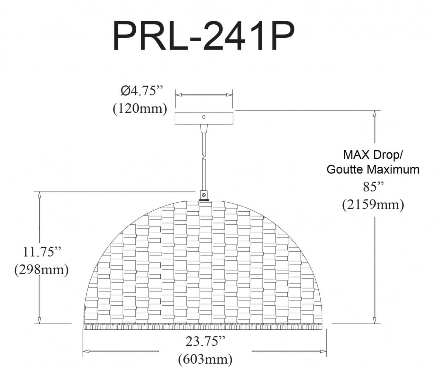 Dainolite Pourel 3 Light Pendant Large Matte Black Finish Natural Shade Lamp|Grand luminaire suspendu Pourel de Dainolite avec abat-jour naturel, fini noir mat et 3 ampoules