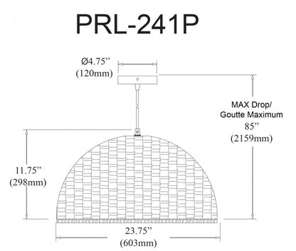 Dainolite Pourel 3 Light Pendant Large Matte Black Finish Natural Shade Lamp|Grand luminaire suspendu Pourel de Dainolite avec abat-jour naturel, fini noir mat et 3 ampoules