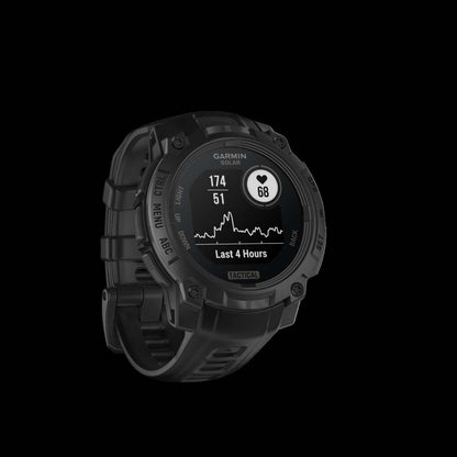 Garmin Instinct 3 45mm - Solaire Tactique, Noir, Gps, Lampe de Poche Led, Mil-std-810, 40j Batterie