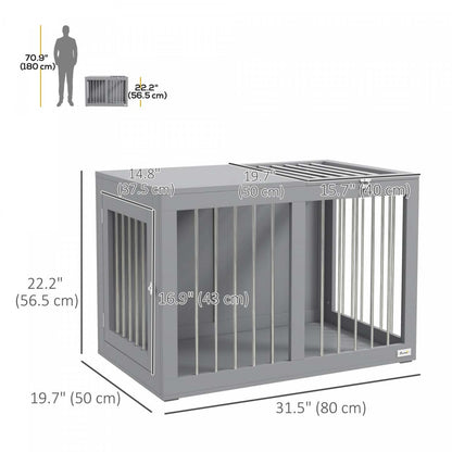 Pawhut Meuble De Niche Pour Chien, 31.5, Table D'appoint Laterale Avec Double Porte, Pour Chiens De