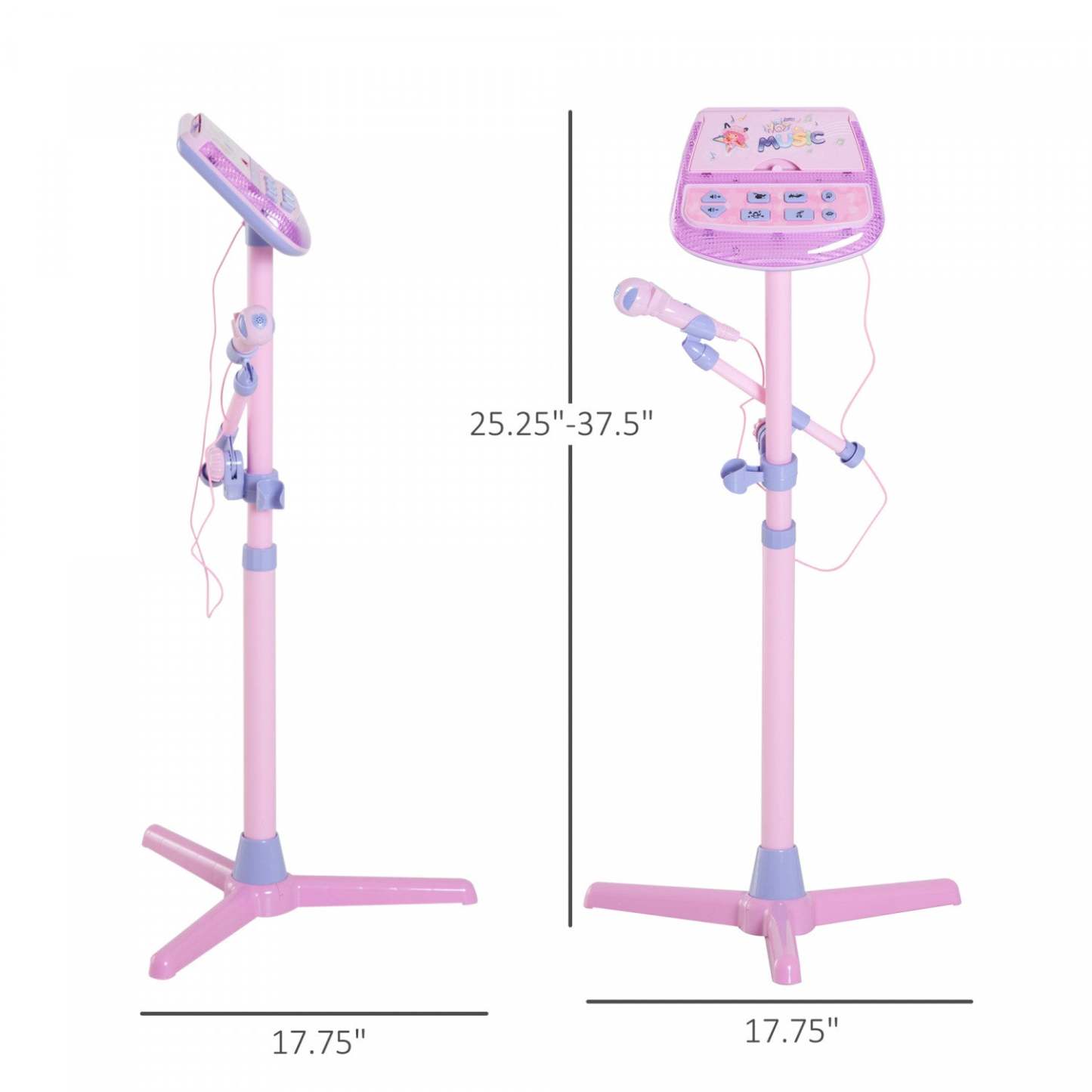 Qaba Microphone Pour Enfants, Jouets Karaoke Pour Enfants 3+ Ans Avec Support Musical, Machine Karaoke Microphon|Qaba Enfants Machine Disco Karaoke Jouet Microphone Réglable Haut-parleur Connecté Aux Lecteurs