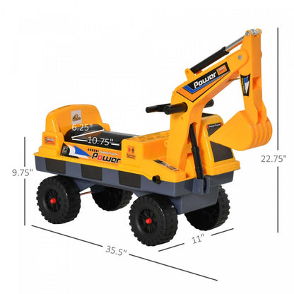 Qaba No Power Ride On Excavator Construction Digger Multi-functional Truck Toy With 2 In 1 Design De|Qaba No Power Construction Ride On Excavator Digger Multi-functional Bulldozer Toy Detachable Diggin