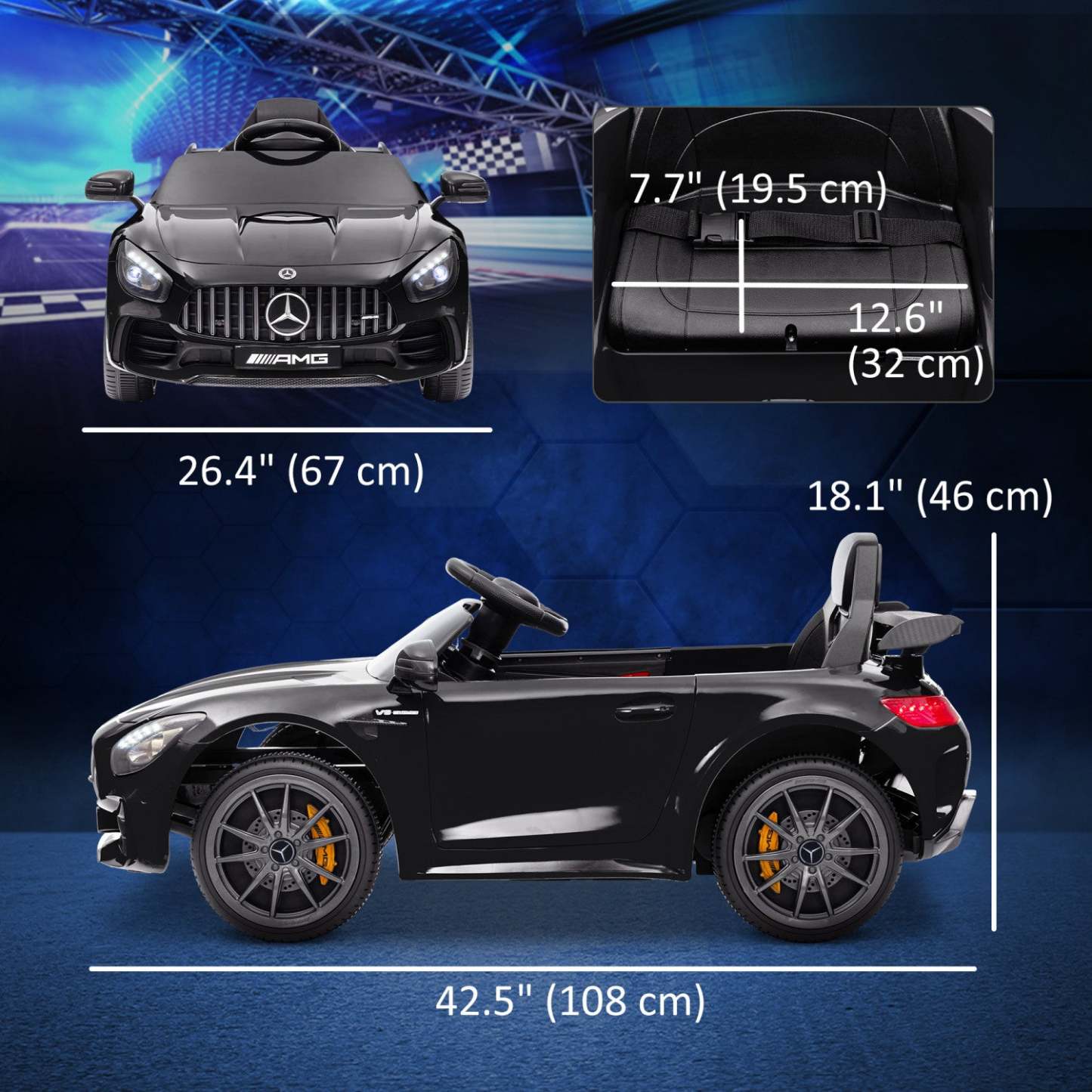 Qaba Voiture Électrique Pour Enfants, Voiture À Pile Sous Licence Mercedes-benz Amg Gtr Avec Télécommande, | Qaba Voiture Électrique Pour Enfants Sous Licence Mercedes-benz Amg Gtr, Alimentée Par Batterie 12 V