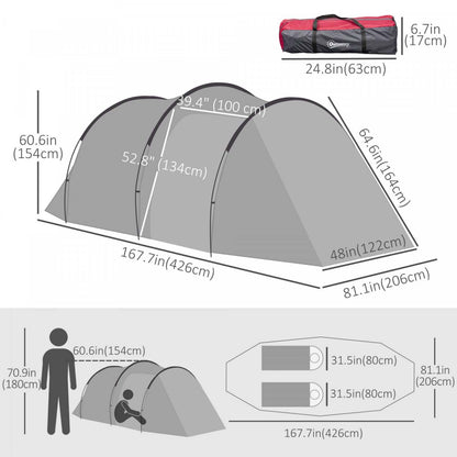 Outsunny Tente Dome De Camping Avec Portes À Fermeture Éclair Sac Pour 2-3 Personnes