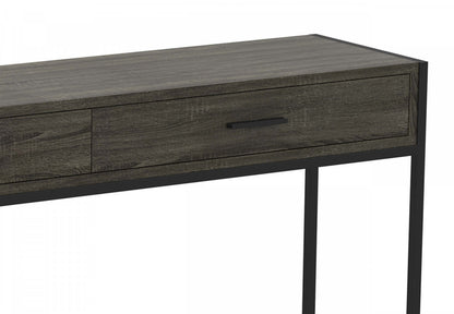 Table console moderne de 48" avec 2 tiroirs - Bois gris foncé avec métal noir | Console moderne de 48 po avec 2 tiroirs - bois gris foncé avec métal noir