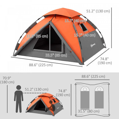 Outsunny Tente De Camping Pop Up, Avec Sac De Transport, Imperméable 3000 Mm