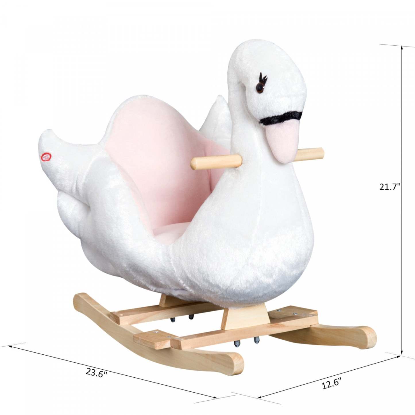 Qaba Cheval à Bascule Enfant En Peluche Doux Enfants Jouet Cygne Style Avec Berceuse Blanc