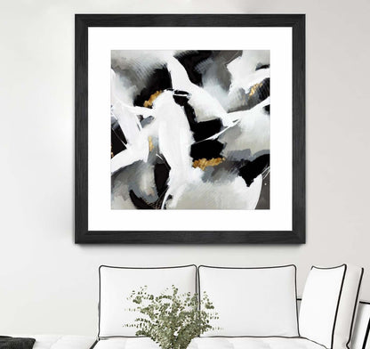 Œuvre d’art murale encadrée noire et mate « Driven To Dig In » 30 x 30